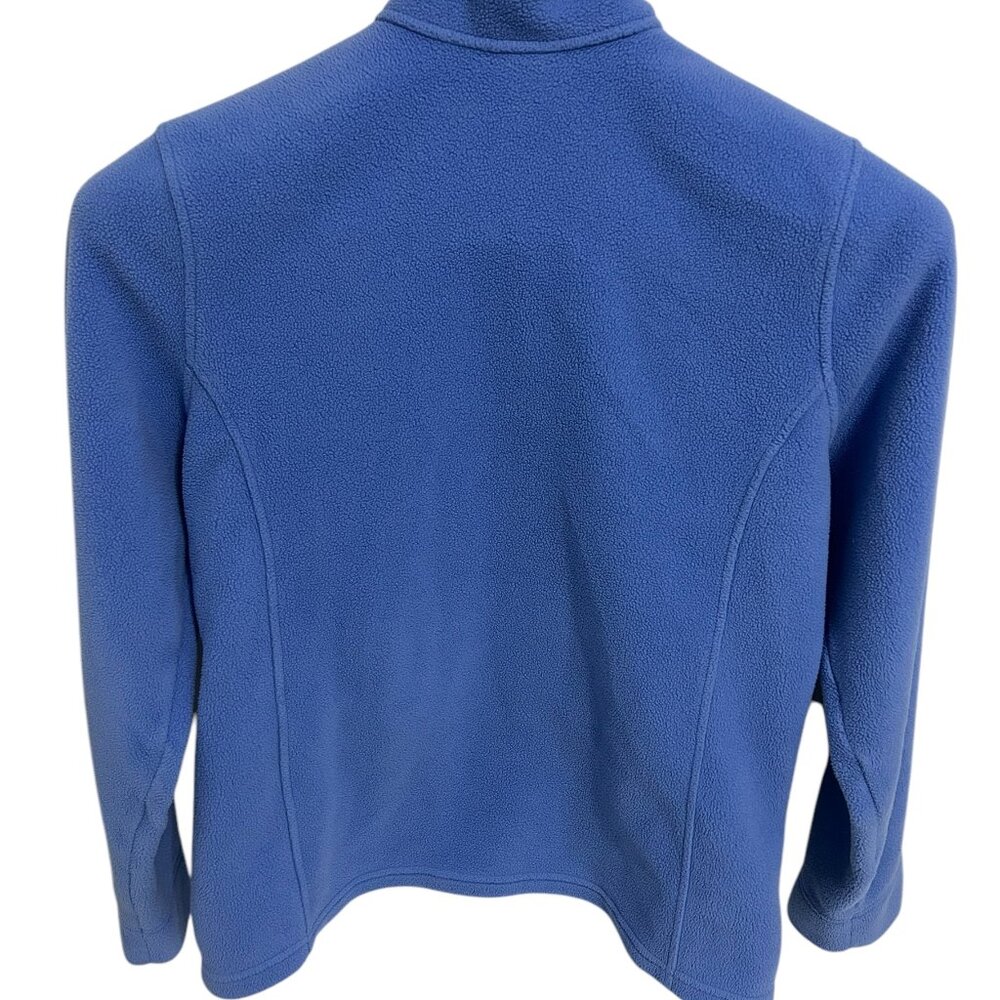LL Bean Womens Medium Fleece Full Zip Jacket Blue Mock Neck - Picture 7 of 7